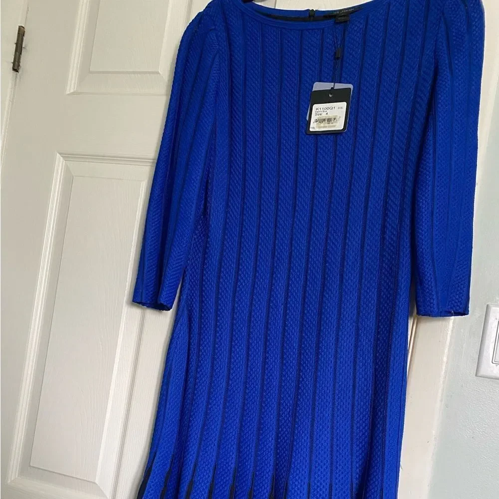 ST. JOHN Fit And Flare Dress In Electric Blue - Picture 4 of 10